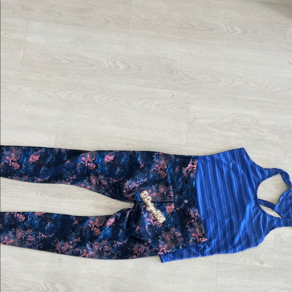 lululemon athletica Blue and Floral Leggings